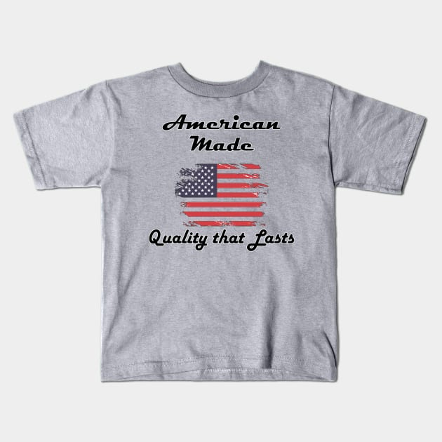 American Made US Flag Tee Kids T-Shirt by DISmithArt
